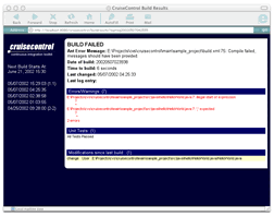 Screenshot of the build results reporting application